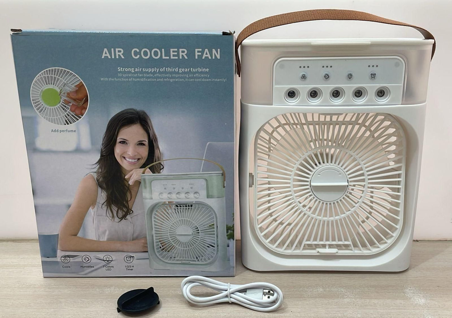 Portable Mini Cooler Rechargeable Air Conditioner Water Cooler Small AC For Office, Home Cooling, Summer Fan Hot Or Cold Sticks USB Extra Compatible Forks Kids Safe 3 Fast Speed (AC Mini)