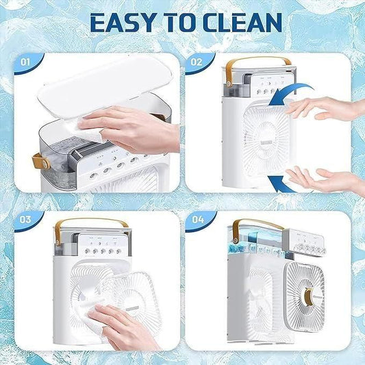 Portable Mini Cooler Rechargeable Air Conditioner Water Cooler Small AC For Office, Home Cooling, Summer Fan Hot Or Cold Sticks USB Extra Compatible Forks Kids Safe 3 Fast Speed (AC Mini)